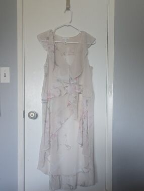 Leith Blush Floral High-Low Ruffle Dress